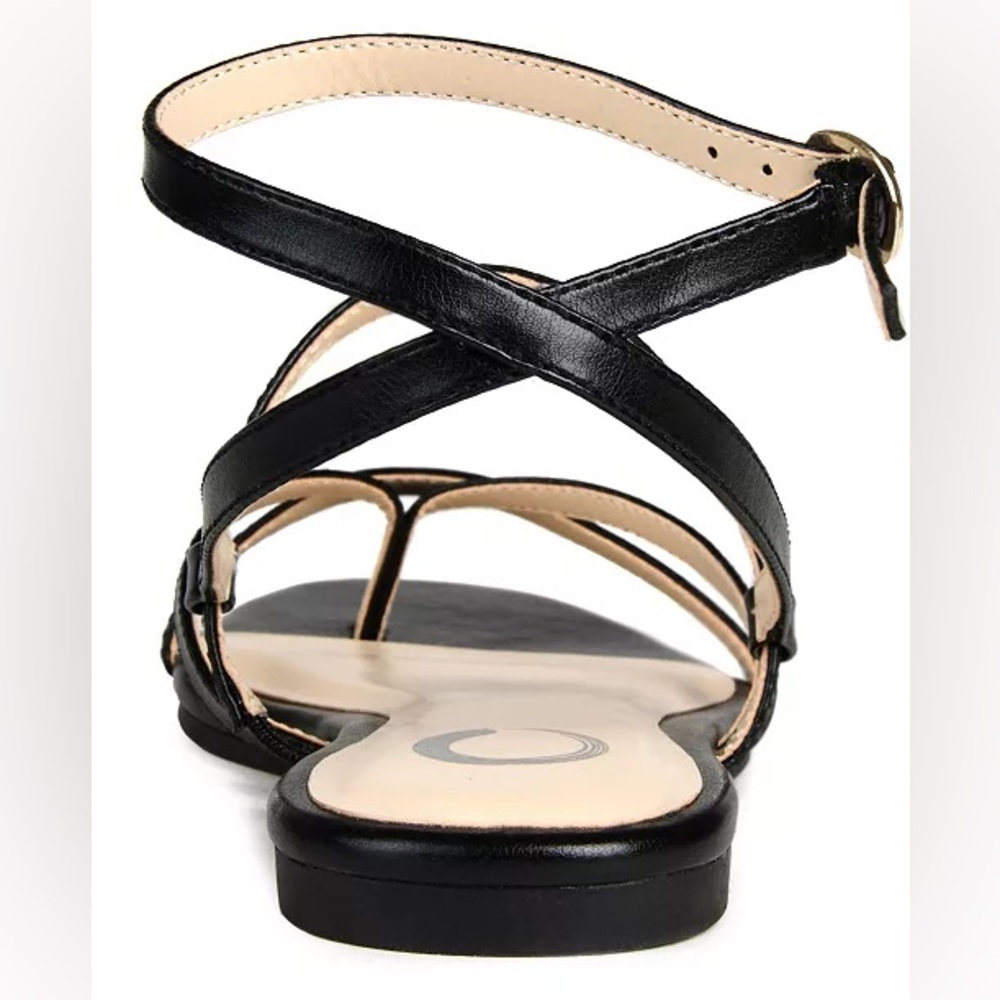 Journee Collection🔥Black 
Women's Serissa Strappy Flat Sandals BRAND NEW SIZE 12 - Picture 3 of 16